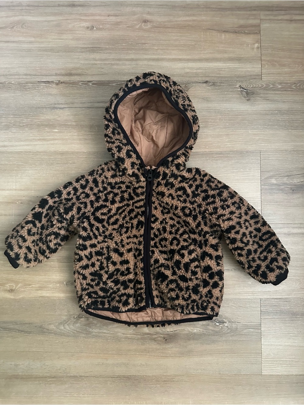 ZARA Baby Leopard Print Teddy Fleece Hooded Jacket 18-24M